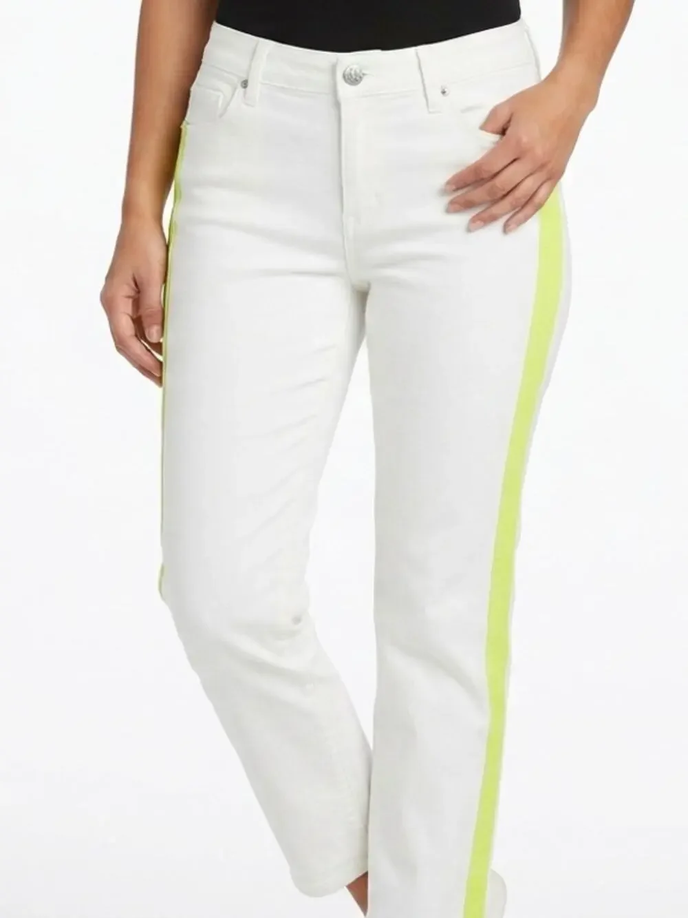 Rock & Republic Carnivale White Colorblock Straight Jeans Women Size 16